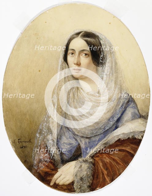 Portrait of a young Lady, 1841. Creator: Briullov, Karl Pavlovich (1799-1852).