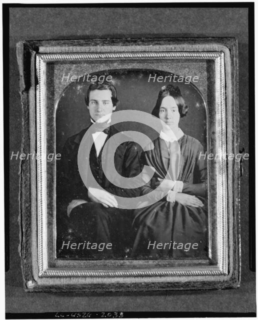 Erasmus Darwin and Emily Cooper, three-quarter length portrait, seated, between 1840 and 1860. Creator: Unknown.