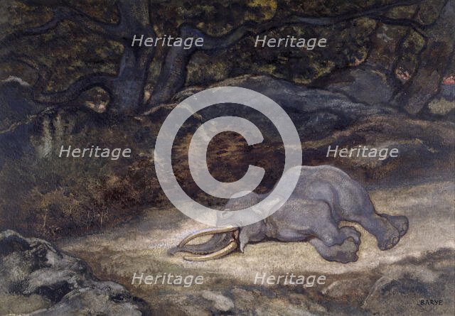 Elephant Asleep, c1850s-1860s. Creator: Antoine-Louis Barye.