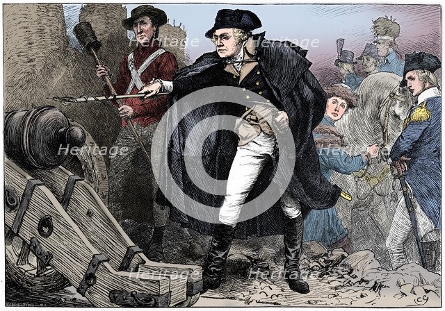 George Washington at the siege of Yorktown, Virginia, 1781 (c1880). Artist: Unknown.