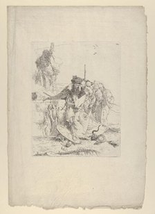 Six people watching a snake, from the Scherzi, ca. 1743-50. Creator: Giovanni Battista Tiepolo.