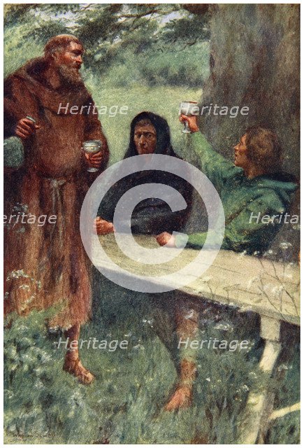 'Robin Hood and the Black Monk', 1910.  Artist: William Sewell