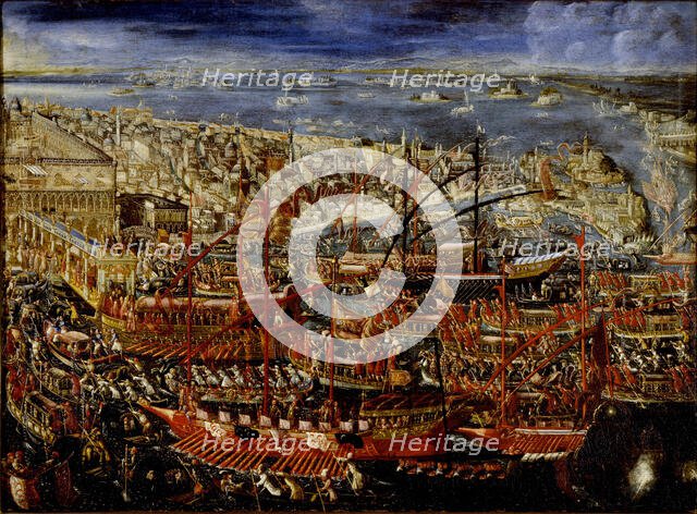 The Triumphant return of Doge Francesco Morosini to Venice, Early 18th century. Creator: Piazza, Alessandro (1652-1727).