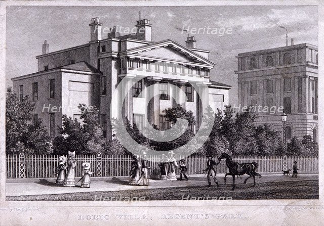 Villa at Regent's Park, Marylebone, London, 1827. Artist: W Watkins