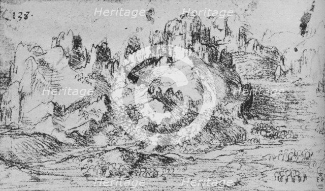 View over a Valley with Mountains Beyond', c1480 (1945). Artist: Leonardo da Vinci.