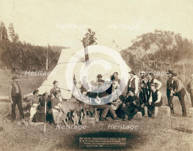 Happy Hours in Camp G and B&M Engineers Corps and Visitors, 1889. Creator: John C. H. Grabill.