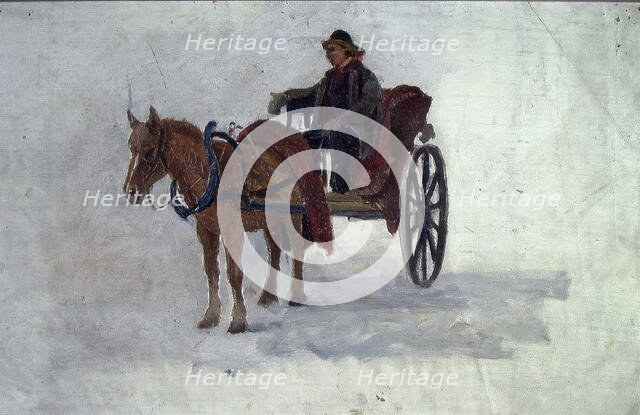 Man with Horse and Cart, Undated. Creator: Fredrik Jonas Lucian Botfield Collett.