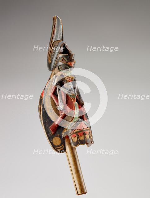 Ritual dance rattle in the form of a raven, 1850-1885. Creator: Unknown.