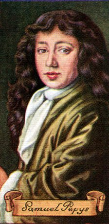 Samuel Pepys, taken from a series of cigarette cards, 1935. Artist: Unknown