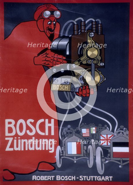 Poster advertising Bosch ignition systems. Artist: Unknown