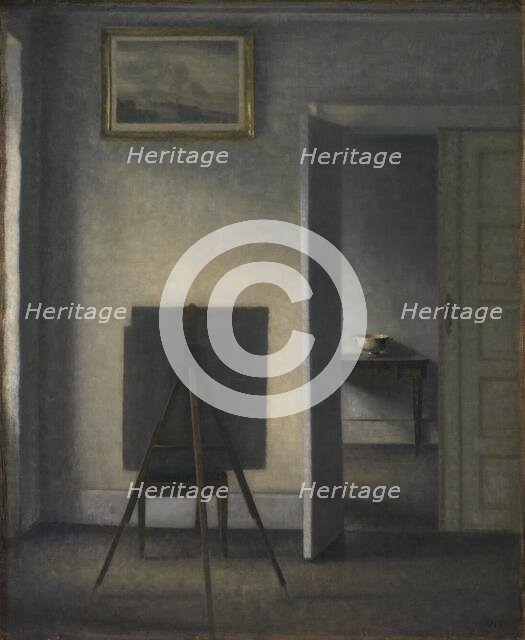 Interior with the Artist's Easel, 1910. Creator: Vilhelm Hammershøi.