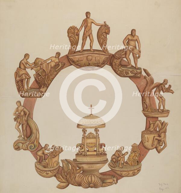 Cycle of Life Carving, c. 1938. Creator: Al Curry.