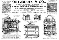 Advertisement for Oetzmann & Co., furniture and carpets, 1895. Creator: Unknown.