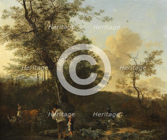 Shepherds and cattle in a landscape, mid-17th century. Creator: Adam Pynacker.