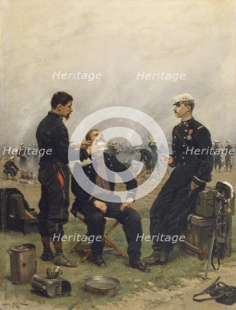 The Camp Barber, 1876. Creator: Jean Baptiste Edouard Detaille.