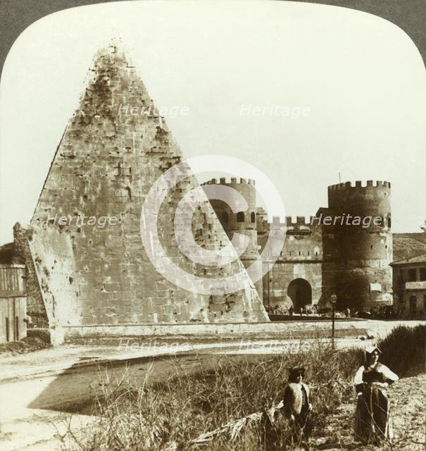'Gate of St. Paul and Pyramid of Gaius Cestius, (N.E.), Rome, Italy', c1909. Creator: Unknown.