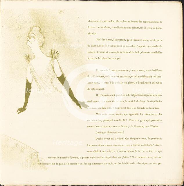 Yvette Guilbert, 1894. Creator: Henri de Toulouse-Lautrec.