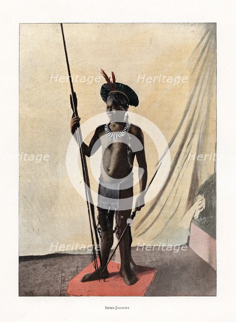 Jauapiry Indian with weapons, Brazil, 19th century. Artist: Unknown