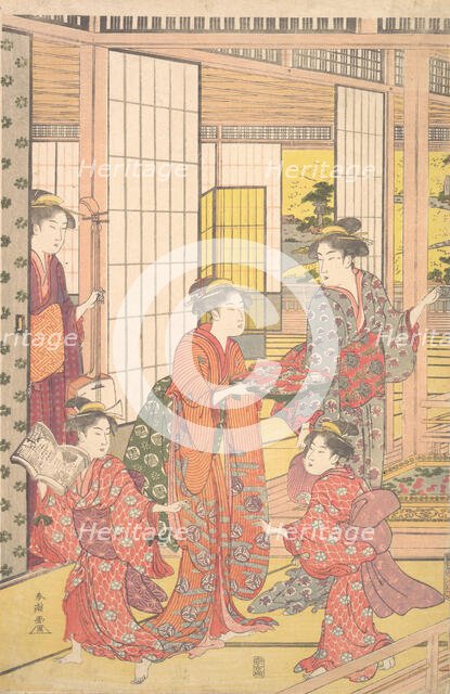 A Young Woman with a Tray of Sweetmeats, 1780-1795. Creator: Katsukawa Shuncho.