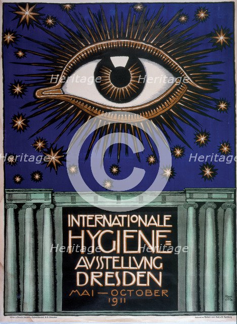 Poster for the 1911 First International Hygiene Exhibition, 1911. Artist: Stuck, Franz, Ritter von (1863-1928)