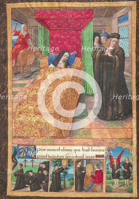 Madame de Balsac on Her Deathbed; Ovid, Excerpts from Heroides, about 1493. Creator: Master of the Chronique Scandaleuse.