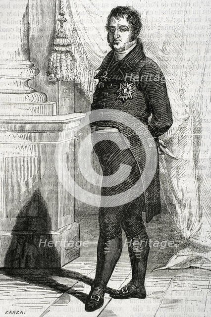 Ferdinand VII, (1784-1833), King of Spain (1808-1833), 1853.  Creators: Eusebio Zarza, Tomás Carlos Capuz.