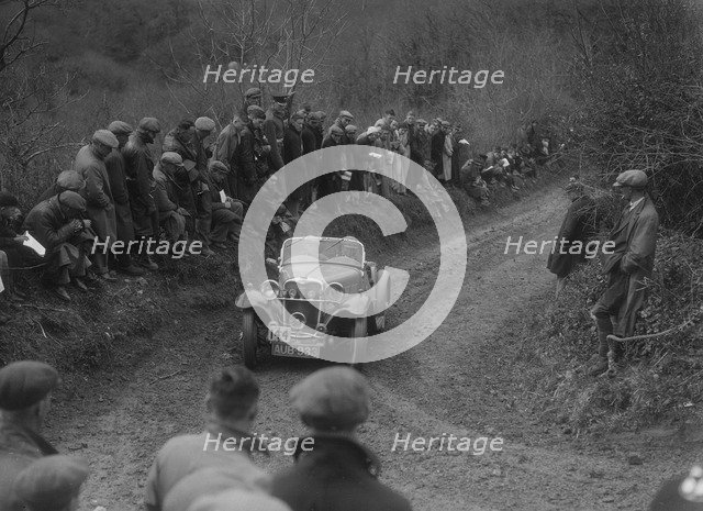 Singer Le Mans of JW Rowden competing in the MCC Lands End Trial, 1935. Artist: Bill Brunell.