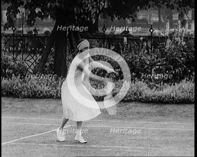 Suzanne Lenglen Playing a Tennis Match, 1922. Creator: British Pathe Ltd.