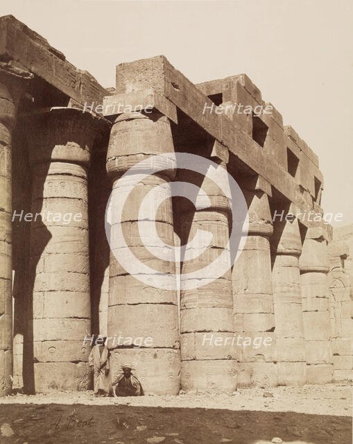 Side of the Hypostyle Hall of the Ramesseum. Luxor, West Bank (Thebes), between 1860 and 1903. Creator: Antonio Beato.
