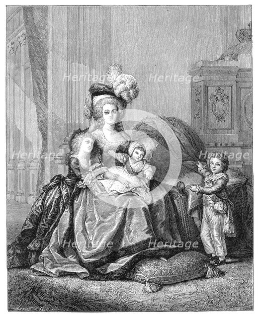 Marie Antoinette And Her Children, c1787, (1885). Creator: Unknown.