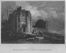 'Entrance to Warkworth Castle, Northumberland', 1814. Artist: John Greig.