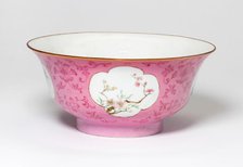 Pink-Ground Famille-Rose Bowl, Qing dynasty (1644-1911). Creator: Unknown.