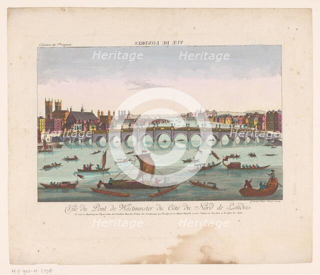 View of Westminster Bridge in London, 1755-1779. Creator: Balthasar Friedrich Leizelt.