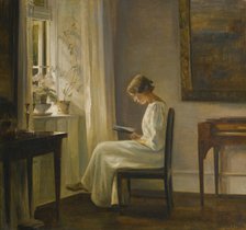 Interior with a Woman Reading. Artist: Holsøe, Carl (1863-1935)