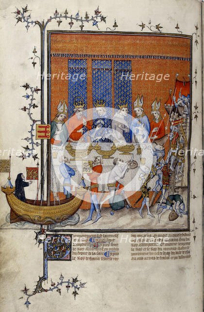 Grandes Chroniques de France: The banquet of Charles V of France celebrating the capture of...c1379. Creator: Anonymous.