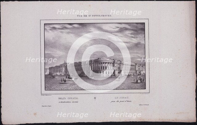 Views of Saint Petersburg. View of the Senate building from the Saint Isaac's Bridge, 1833. Artist: Sadovnikov, Vasily Semyonovich (1800-1879)