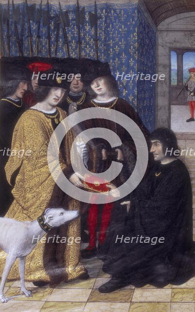 The author presenting his work to Charles VIII, c1475-c1498. Creator: Marc Picault.