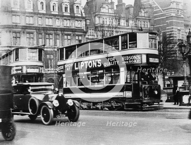 London tram with Lancia circa 1919. Creator: Unknown.