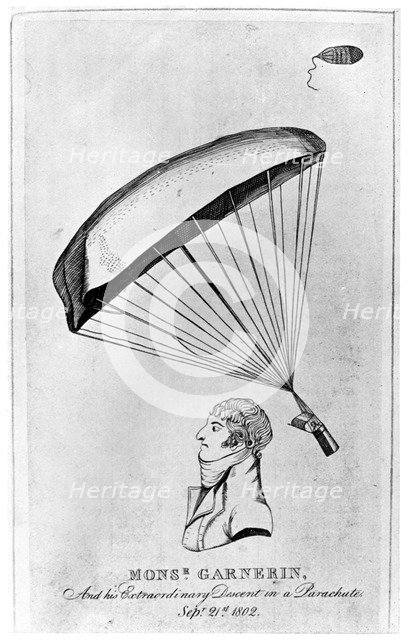 Andre Jacques Garnerin, French aeronaut and the first parachutist, c1802 (1910). Artist: Unknown