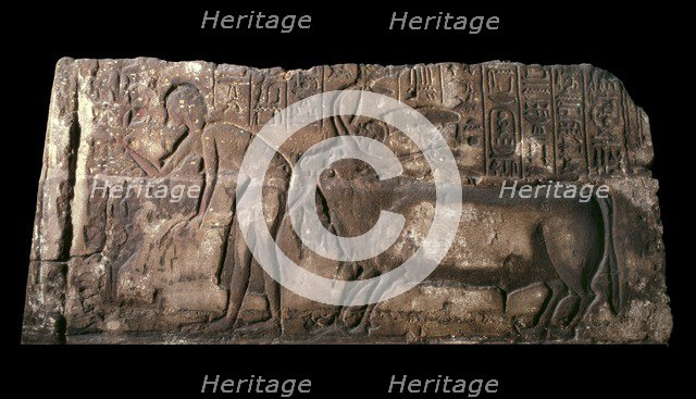 Sandstone block carved in sunken relief, 1333-1323 BC. Artist: Unknown.