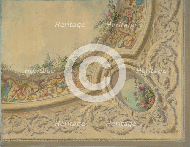 Design for the decoration of a ceiling in the house of Baron Malet, Jouy-en-Josas..., 2nd half 19th  Creators: Jules-Edmond-Charles Lachaise, Eugène-Pierre Gourdet.