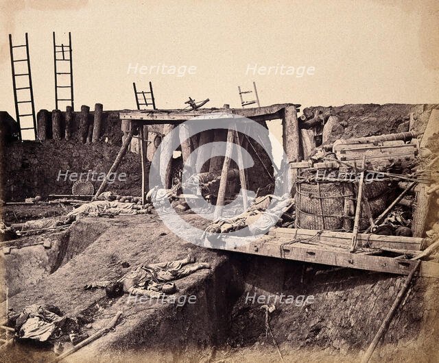 Taku, China: the North Fort: Chinese corpses following the capture of the fort by the Eng..., 1860. Creator: Felice Beato.
