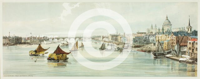 Blackfriars, from Southwark Bridge, plate six from Original Views of London as It Is, 1842. Creator: Thomas Shotter Boys.