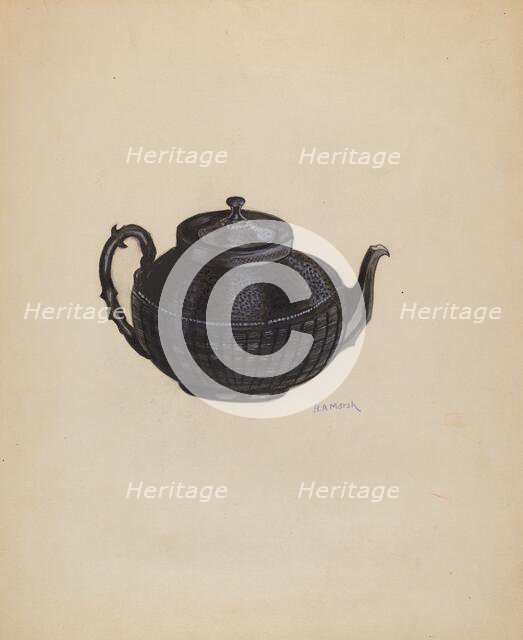 Wedgewood Teapot, c. 1936. Creator: Herbert Marsh.