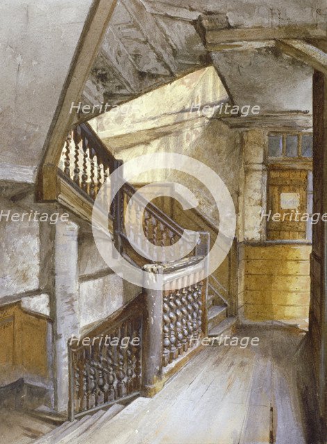 Interior view of a staircase in a house in White Lion Court, Westminster, London, 1880. Artist: John Crowther