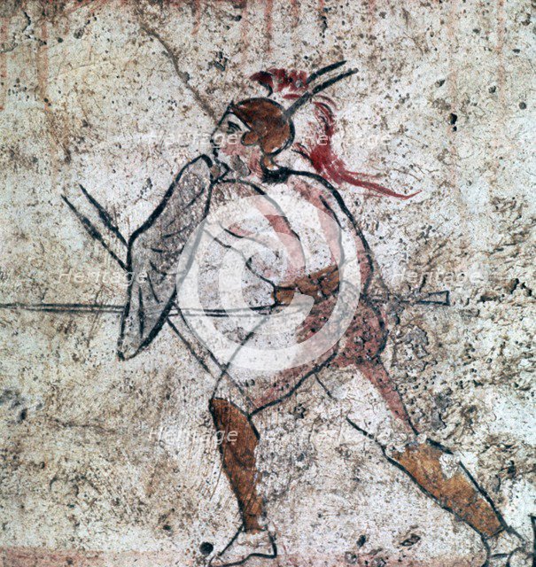 Lucanian wall-painting of a warrior, 4th century. Artist: Unknown