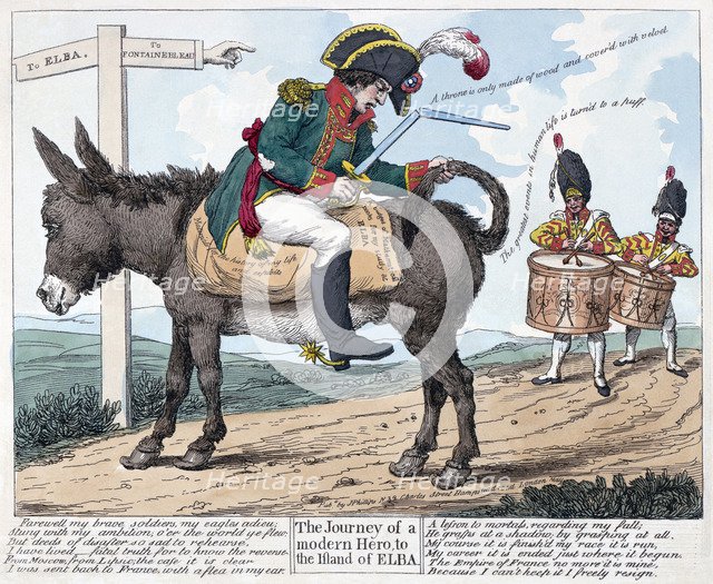The journey of a modern hero, to the island of Elba, 1814. Artist: Anonymous  
