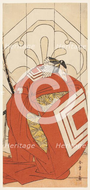 The Actor Ichikawa Danjuro V in a "Shibaraku" Role, Probably as Kato Hyoeisa Shigemitsu..., c. 1777. Creator: Shunsho.