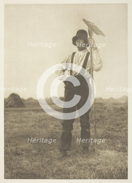 Haymaker with Rake (Norfolk), c. 1883/87, printed 1888. Creator: Peter Henry Emerson.