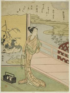 Poem by Minamoto no Saneakira Ason, from an untitled series of Thirty-Six Immortal Poets, c.1767/68. Creator: Suzuki Harunobu.